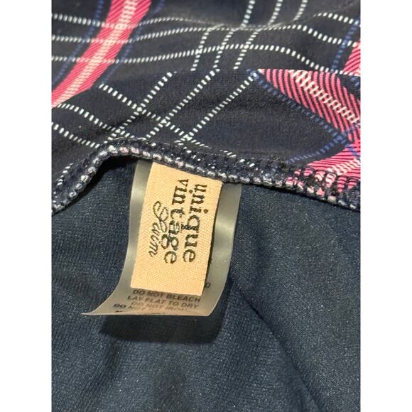 Unique Vintage Navy and Pink Plaid Daphne Bikini Bottom S NWOT - Picture 5 of 6